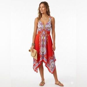 Urban Nomad Boho Paisley Handkerchief Hem Dress Rayon Festival